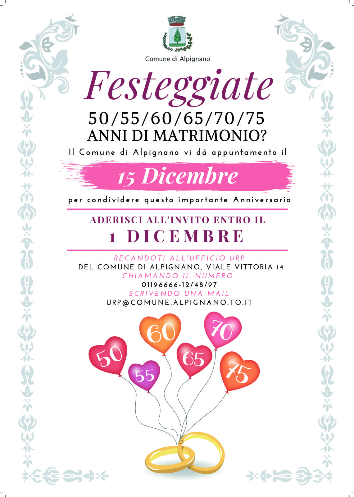 Festeggia Con Noi Il Tuo Anniversario Di Matrimonio Comune Di Alpignano